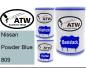 Preview: Nissan, Powder Blue, 809: 500ml Lackdose + 500ml Klarlack + 250ml Härter - Set, von ATW Autoteile West.
